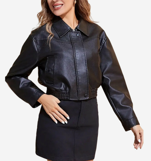 Inez Womens Black Leather Jacket