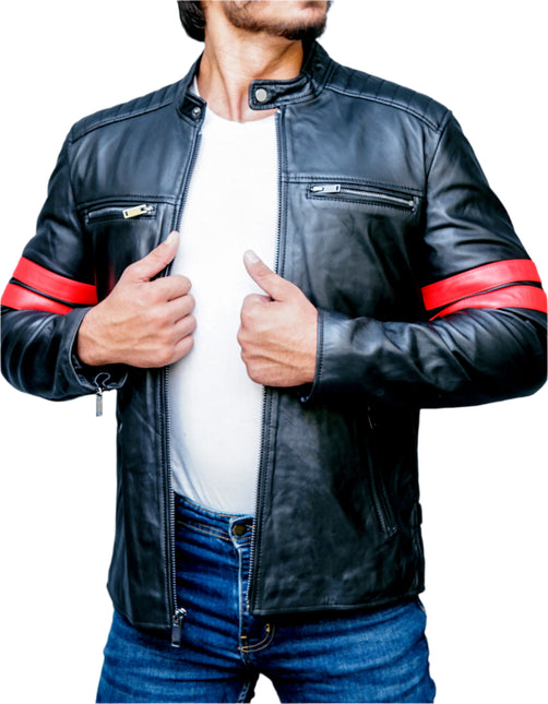 Cafe Racer Leather Motorcycle Jacket – Schneider Black
