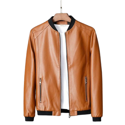 Mens Edwin Leather Causal Lambskin Bomber Jacket