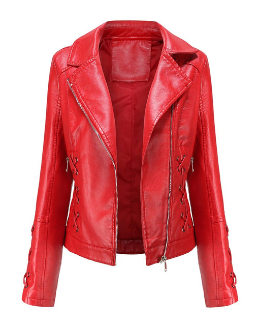 Odele Womens Red Leather Jacket