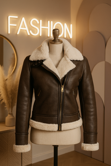 Womens RAF Aviator Real Leather Lambskin Jacket