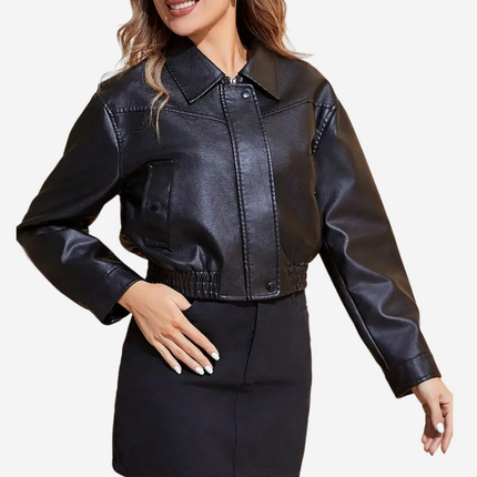 Inez Womens Black Leather Jacket