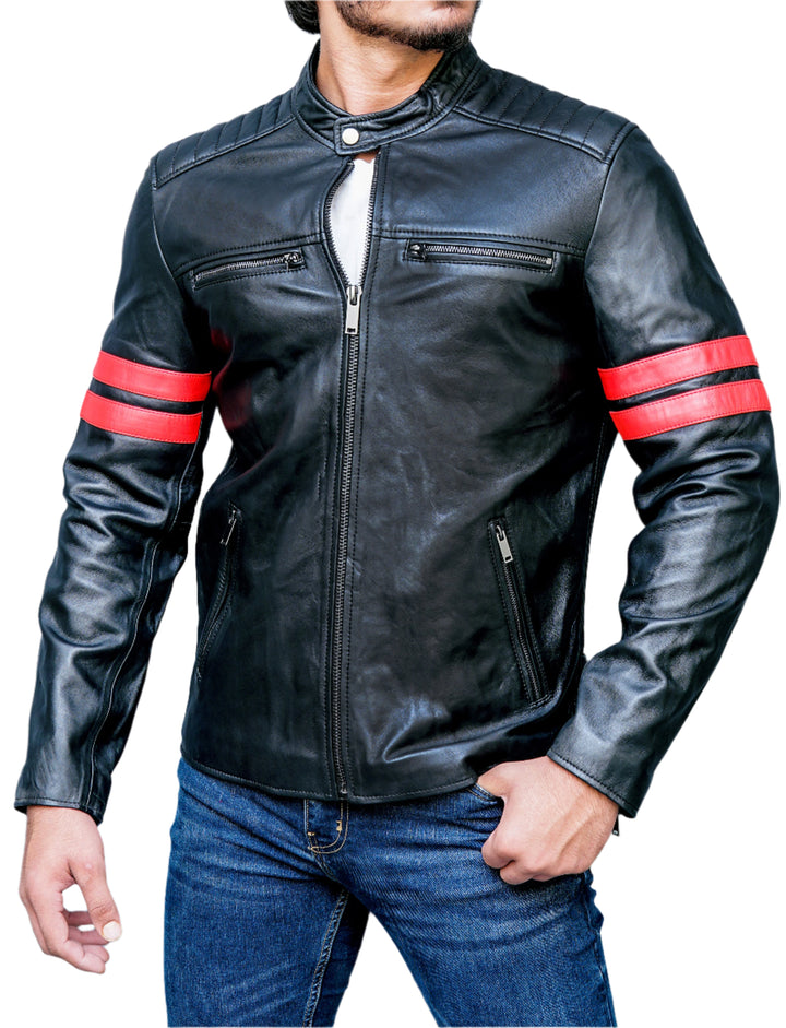 Cafe Racer Leather Motorcycle Jacket 