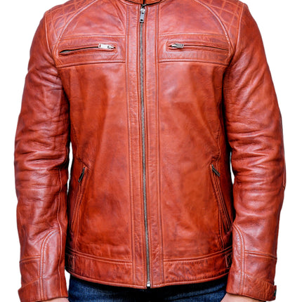 Leonard Mens Tan Leather Jacket