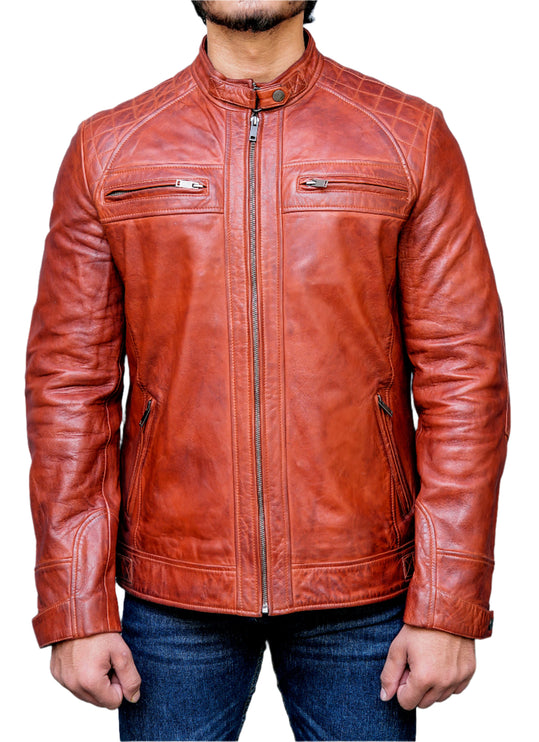 Leonard Mens Tan Leather Jacket