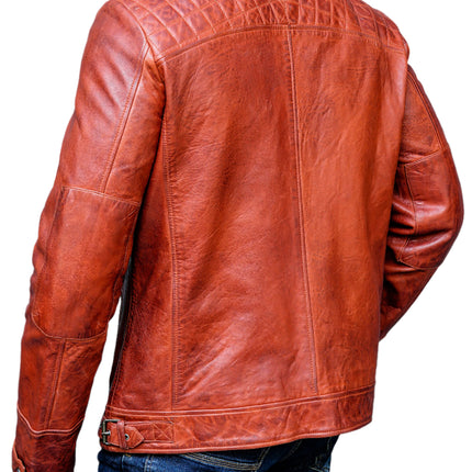 Leonard Mens Tan Leather Jacket