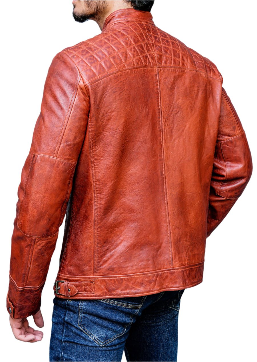 Leonard Mens Tan Leather Jacket