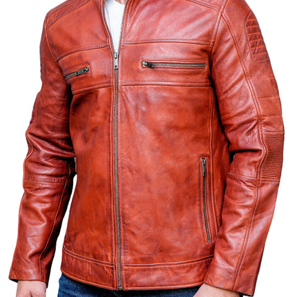 Leonard Mens Tan Leather Jacket