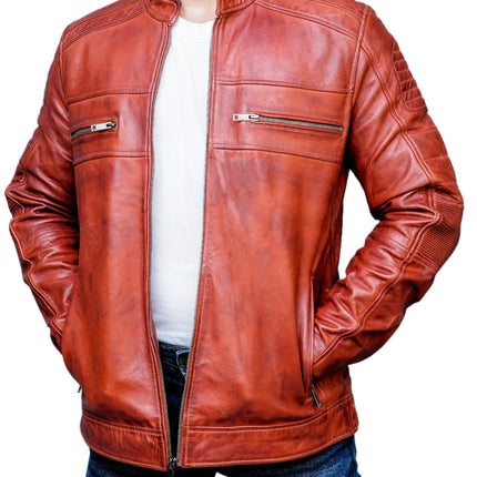 Leonard Mens Tan Leather Jacket