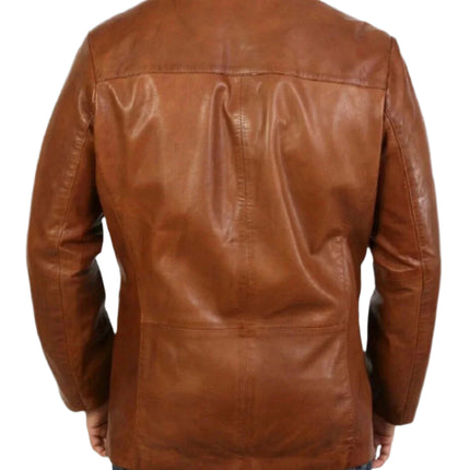 Donovan Mens Brown Leather Blazer