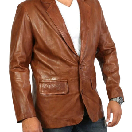 Donovan Mens Brown Leather Blazer