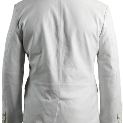 Edmond Mens White Leather Blazer