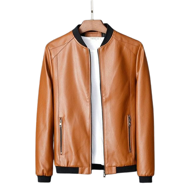 Mens Edwin Leather Causal Lambskin Bomber Jacket