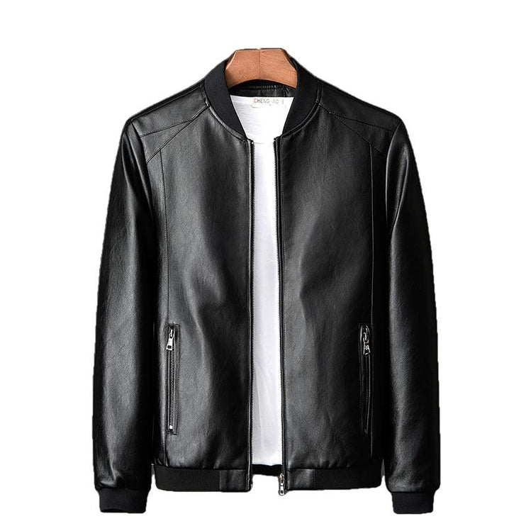 Mens Edwin Leather Causal Lambskin Bomber Jacket