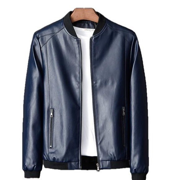 Mens Edwin Leather Causal Lambskin Bomber Jacket