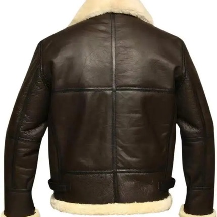 Mens RAF Aviator Real Leather Lambskin Jacket Fully Lined with Off-White Faux Fur