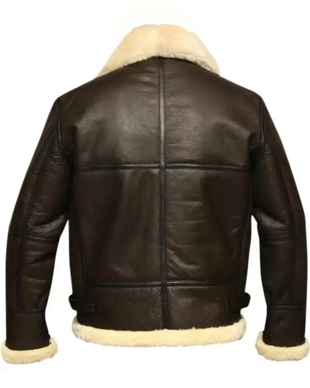 Mens RAF Aviator Real Leather Lambskin Jacket Fully Lined with Off-White Faux Fur