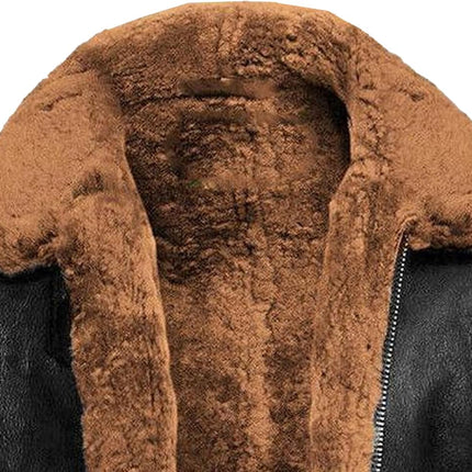 Mens RAF Aviator Jacket – Rust Faux Fur Lined Leather Style