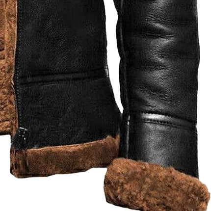 Mens RAF Aviator Jacket – Rust Faux Fur Lined Leather Style