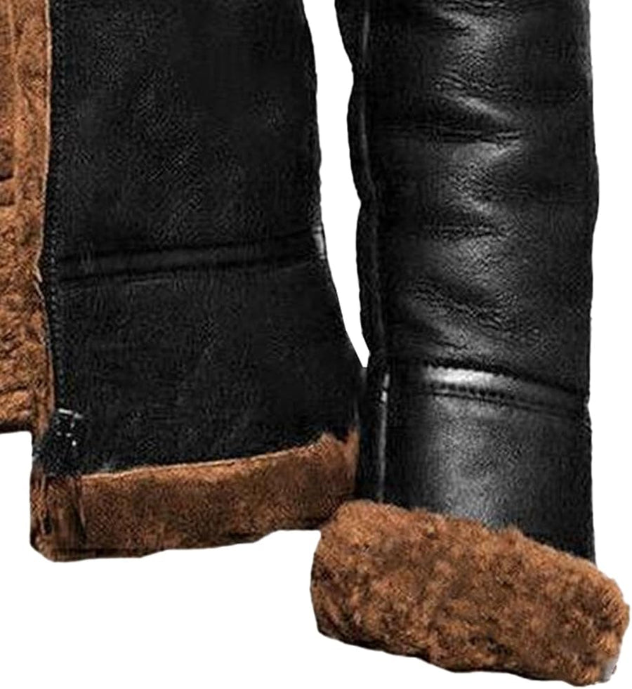 Mens RAF Aviator Jacket – Rust Faux Fur Lined Leather Style