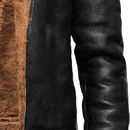 Mens RAF Aviator Jacket – Rust Faux Fur Lined Leather Style