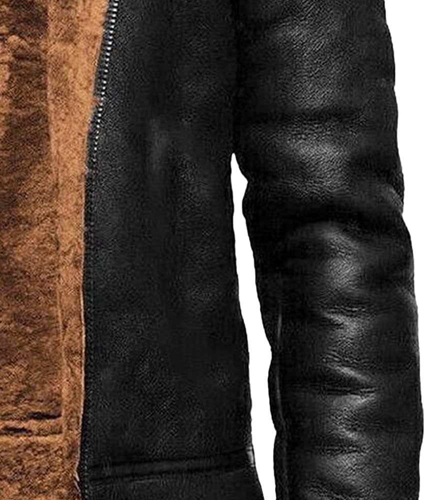 Mens RAF Aviator Jacket – Rust Faux Fur Lined Leather Style