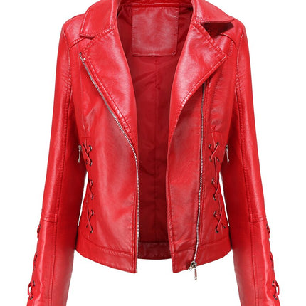 Odele Womens Red Leather Jacket