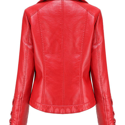 Odele Womens Red Leather Jacket