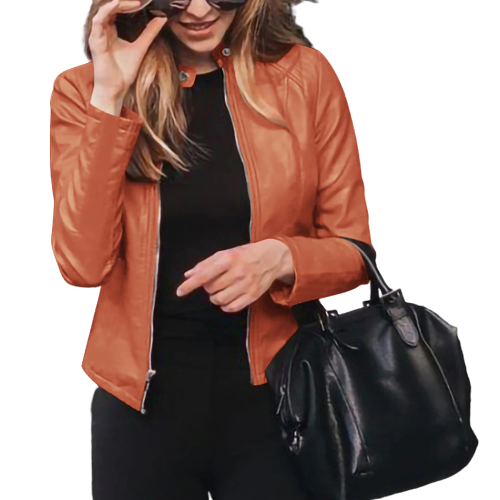 Athena Womens Brown Moto Leather Jacket