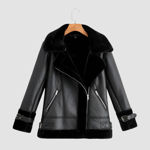 Zoya Women’s Black Genuine Lambskin Leather Fur Lined Jacket