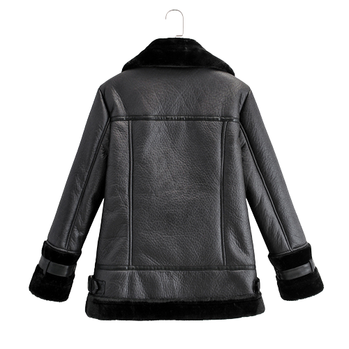 Zoya Womens Black Lambskin Aviator Leather Jacket Women