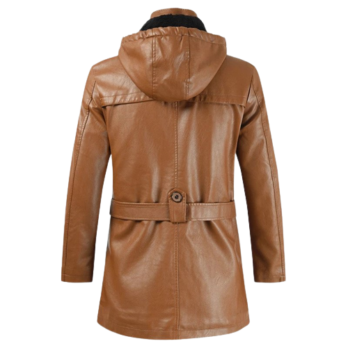 Albert Men’s 3/4 Length Hooded Leather Coat