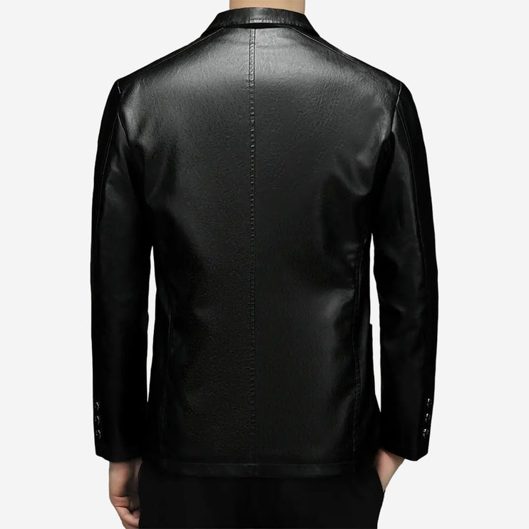 Seamus Mens Black Leather Blazer