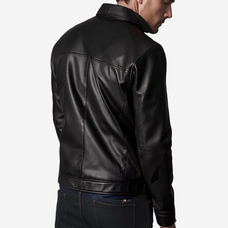 Dario Mens Black Leather Jacket