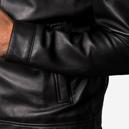 Dario Mens Black Leather Jacket