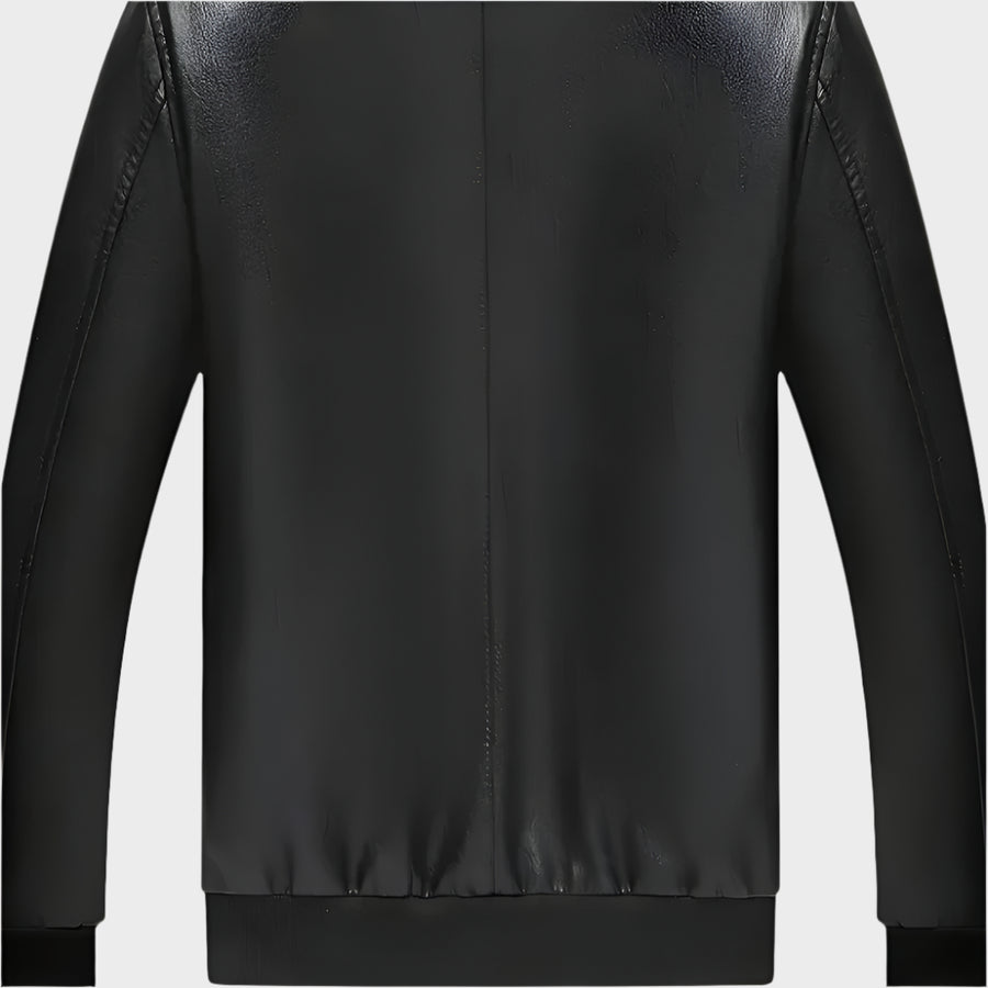 Vito Mens Black Leather Bomber Jacket