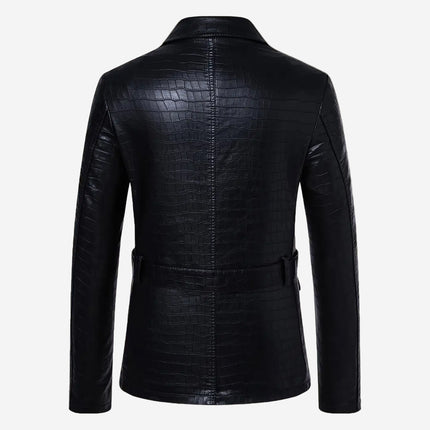 Leor Mens Black Leather Blazer