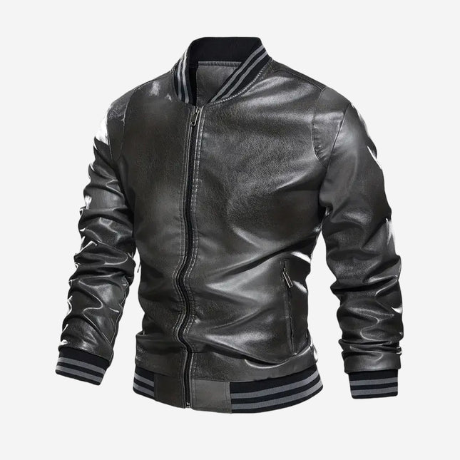 Carlin Mens Black Leather Bomber Jacket