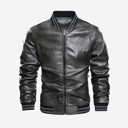 Carlin Mens Black Leather Bomber Jacket