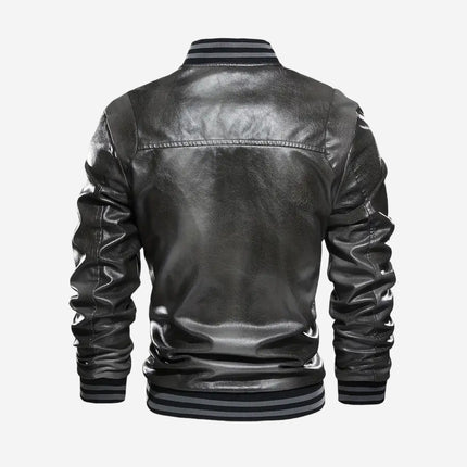 Carlin Mens Black Leather Bomber Jacket