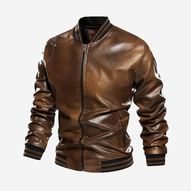 Carlin Mens Brown Leather Bomber Jacket