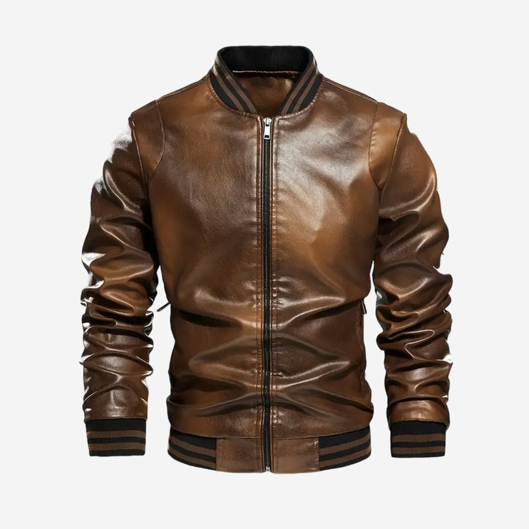 Carlin Mens Brown Leather Bomber Jacket