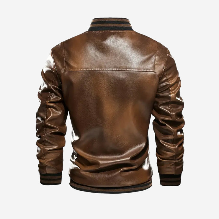 Carlin Mens Brown Leather Bomber Jacket