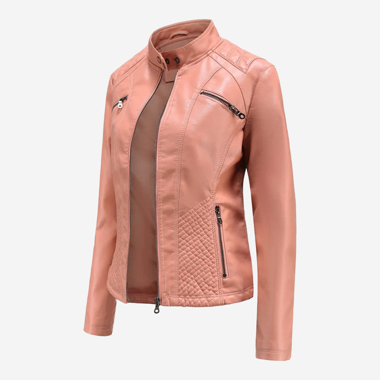 Bette Womens Pink Leather Jacket