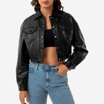 Effie Womens Black Leather Jacket