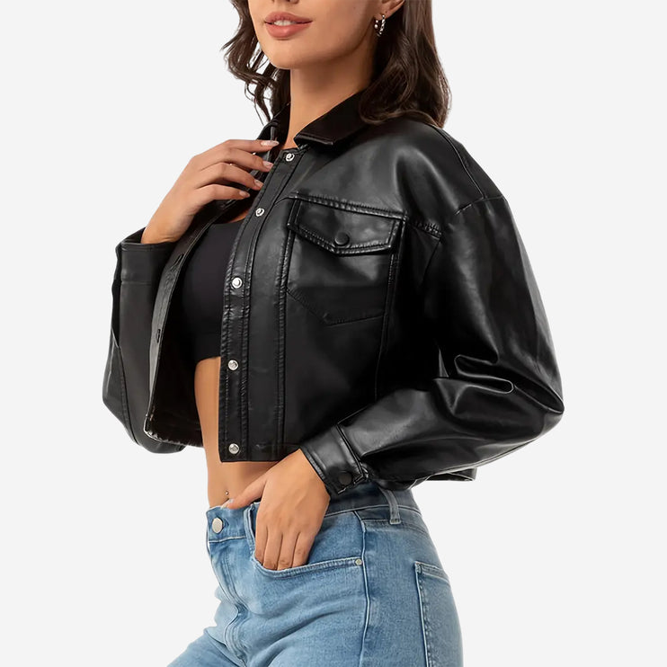 Effie Womens Black Leather Jacket