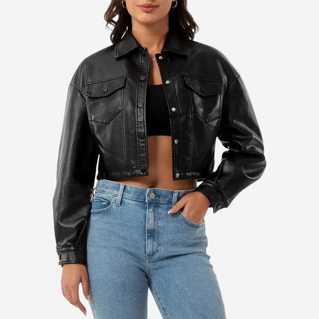 Effie Womens Black Leather Jacket