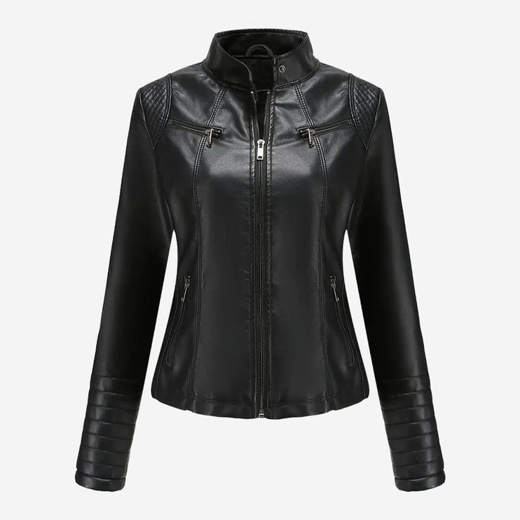 Calla Womens Black Leather Jacket