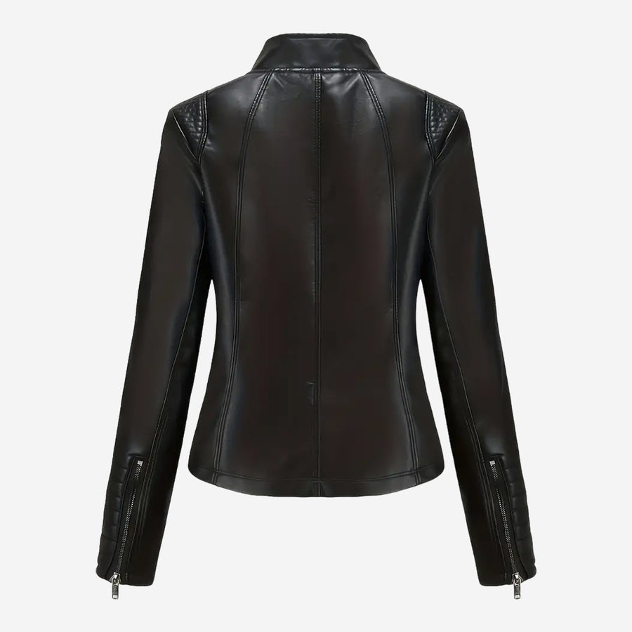 Calla Womens Black Leather Jacket