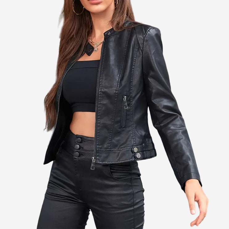 Greta Womens Black Leather Jacket